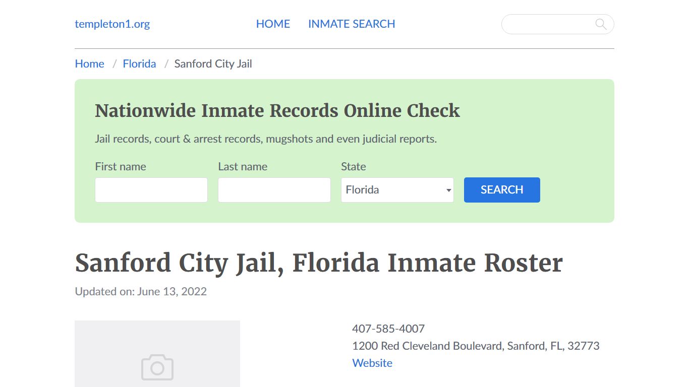 Sanford City Jail, Florida Inmate Booking