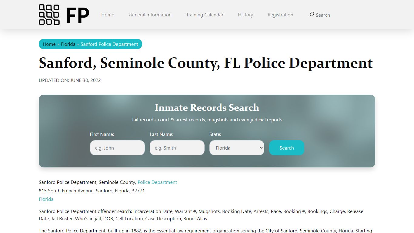 Sanford, FL Police - City Jail Inmates, Arrests